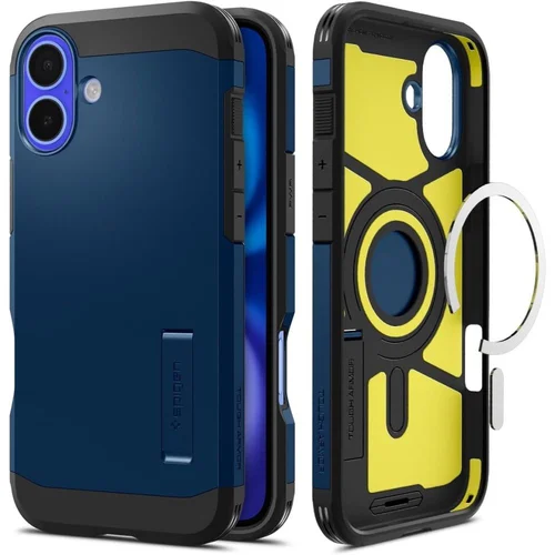 Spigen Tough Armor MagSafe dėklas su stovu iPhone 16, mėlynas image 1