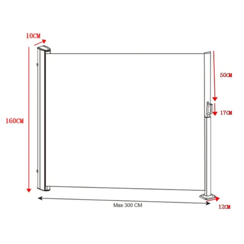 Ištraukiama šoninė markizė 300 x 160 cm, Juoda image 3