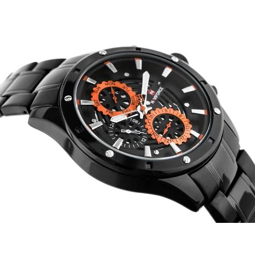 NAVIFORCE NF9149 (zn090a) vyriškas laikrodis, juodas ir oranžinis image 3