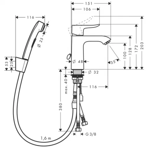 Hansgrohe Metris praustuvės maišytuvas su bidete, 31285000 image 2