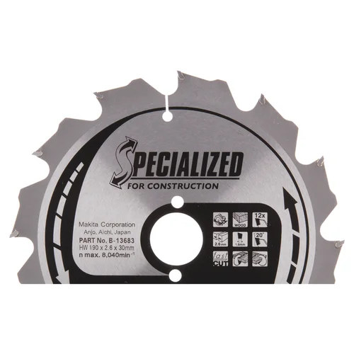 Makita B-13683 SPECIALIZED, 190×2,6×30 mm, 20°, T12 image 1
