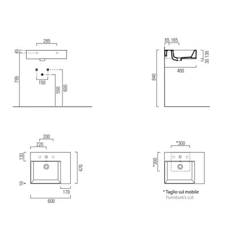 GSI KUBE X 60x47 Extraglaze® Pakabinamas praustuvas, dešinė, Be rankšluosčio laikiklio image 3