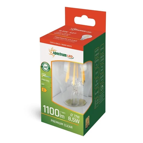 Spectrum LED E27 A60 8.5W 2700K 1100LM FL image 2