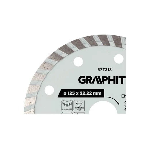 GRAPHITE Turbo pjovimo deimantinis diskas 125 x 22,22 mm image 3
