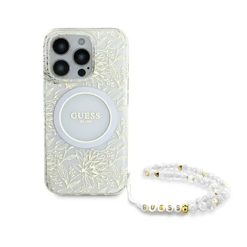 Guess IML Gėlės Visur Elektro dėklas iPhone 16 Pro, baltas image 2
