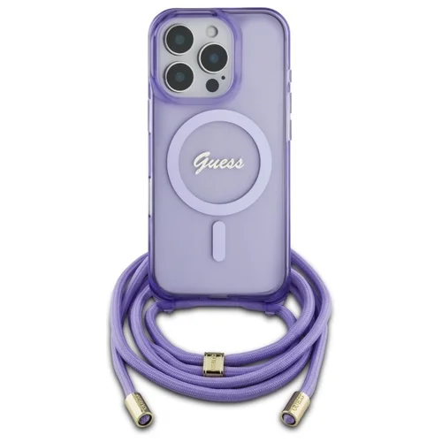 Guess Crossbody Cord Script MagSafe dėklas iPhone 16 Pro Max, violetinis image 2