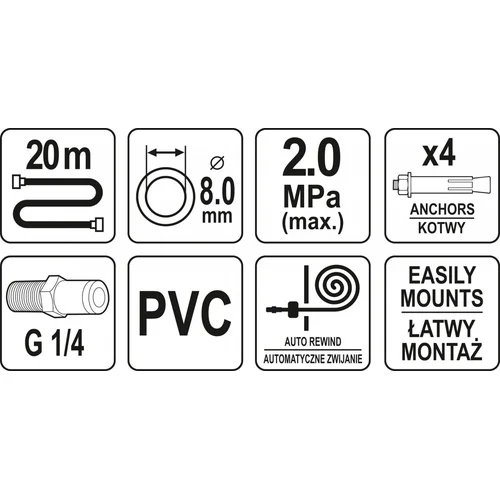 Yato YT-24244 Pneuminė žarna ritėje 20 m 8 mm image 3