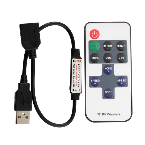LED juostų valdiklis-dimeris mini su RF distanciniu pulteliu 6A 12-24V image 1