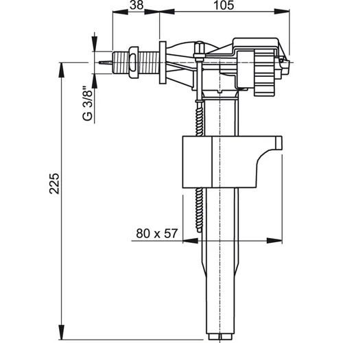 AlcaPlast A150-3-8 WC prileidimo mechanizmas, šoninio pajungimo 3/8 image 2