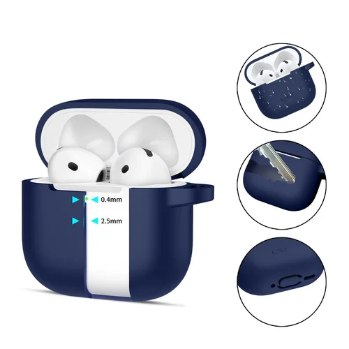 Tech-Protect silikoninis dėklas su kabliuku, AirPods 4, jūros mėlyna image 2
