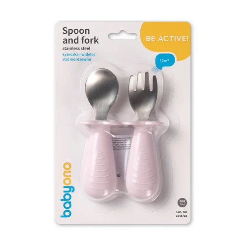 Babyono 1665/02 rožiniai nerūdijančio plieno šaukštelis šakutė image 2