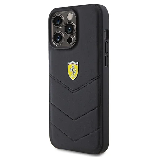 Ferrari siuvinėto metalinio logotipo dėklas iPhone 15 Pro Max, juodas image 2