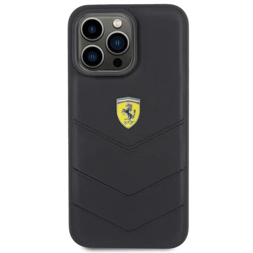 Ferrari siuvinėto metalinio logotipo dėklas iPhone 15 Pro Max, juodas image 3