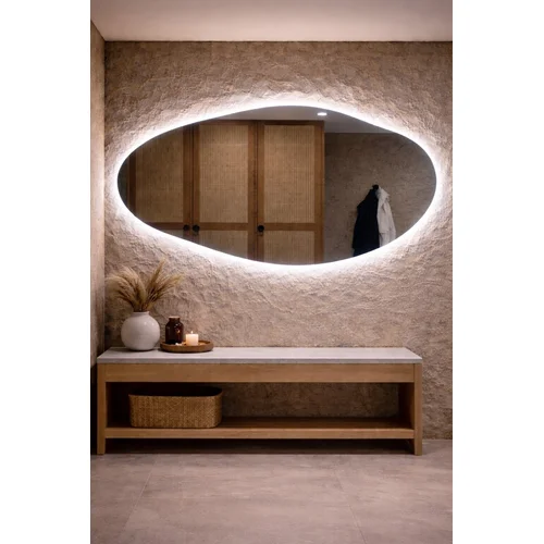 Veidrodis OVAL LED IŠMANUS su funkcija nuo rasojimo, laikrodžiu ir termometru image 3