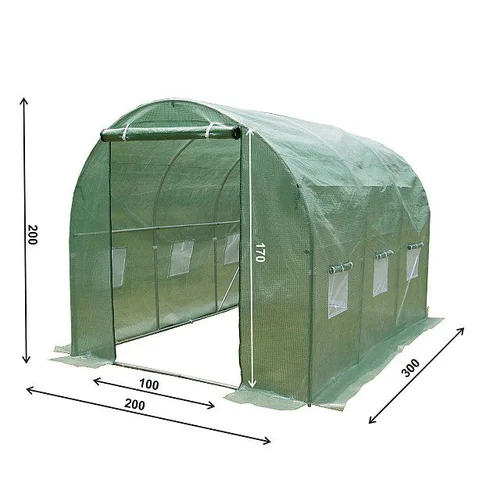 Šiltnamis su armuota PE plėvele, 6 m², 2 × 3 m, žalias image 3