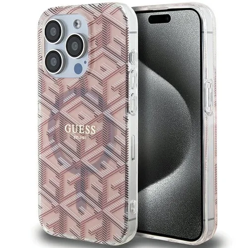 Guess IML GCube MagSafe dėklas iPhone 15 Pro Max, rožinis image 1