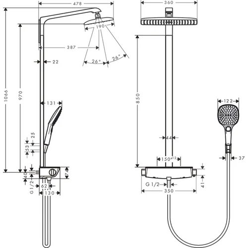 Dušo komplektas su termostatu Hansgrohe Raindance E 27286000 image 2