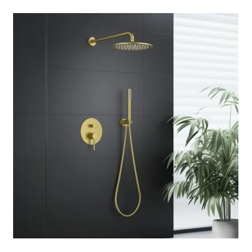 BlueWater Boston potinkinė dušo sistema BOS-ZKP.150 šlifuoto aukso spalvos image 1