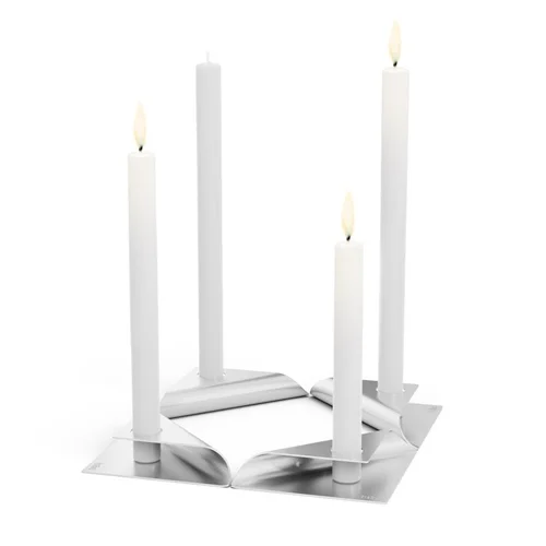 HOFATS SQUARE CANDLE žvakių laikiklių rinkinys sidabrinis 4 vnt image 3
