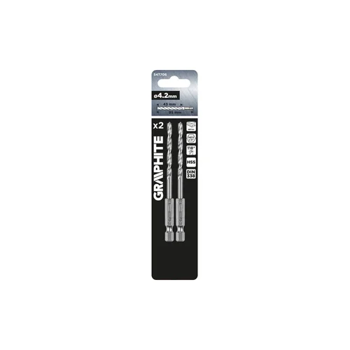 GRAPHITE 54T706 Grąžtas metalui Hex 4,2 mm, 2 vnt. image 2