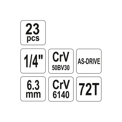 Galvučių ir raktų rinkinys YATO YT-14421, 23VNT image 2