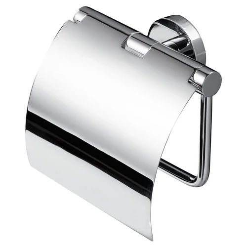 GEESA 91650802 Chromuotas žalvarinis WC popieriaus laikiklis su dangteliu image 1