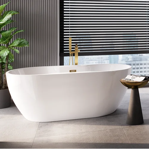 Besco Navia akrilinė vonia 150x80 cm su persipylimu aukso spalvos dangteliais image 1