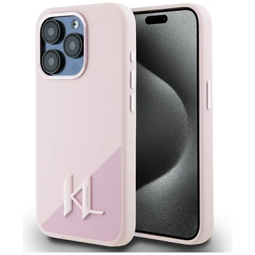 Karl Lagerfeld Silicone Shadow MagSafe dėklas iPhone 15 Pro, rožinis image 1
