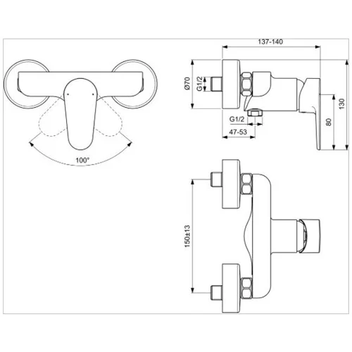 Ideal Standard Cerafine O BC499XG Dušo vandens maišytuvas Juoda matinė image 3