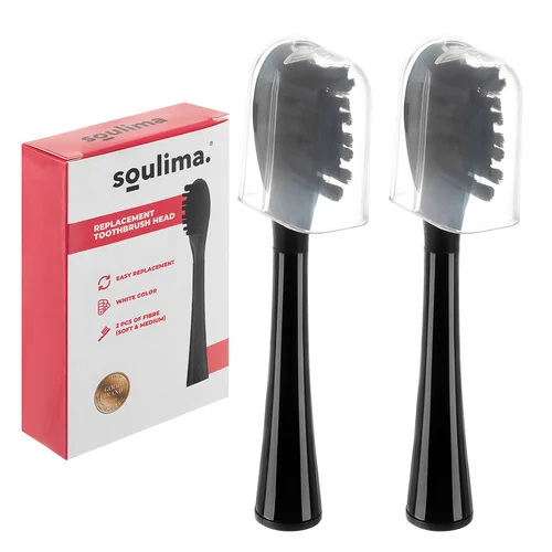 Soulima 26932 X800 dantų šepetėlio galvutės, 2 vnt., juodos image 1