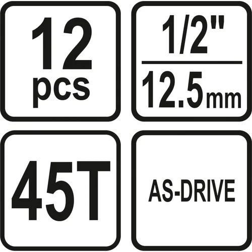 Sthor galvučių rinkinys su rankena, 12 vnt., 1/2" image 3