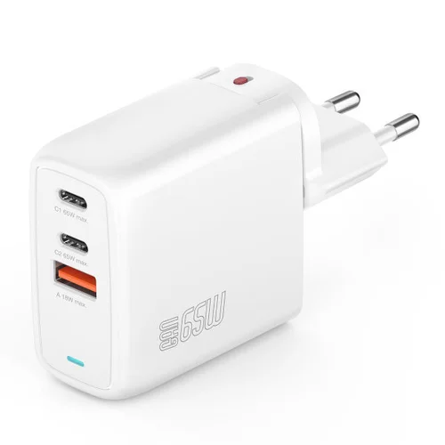 Kroviklis GaN Flex 65W 2 USB-C+1 USB-A Balta image 1