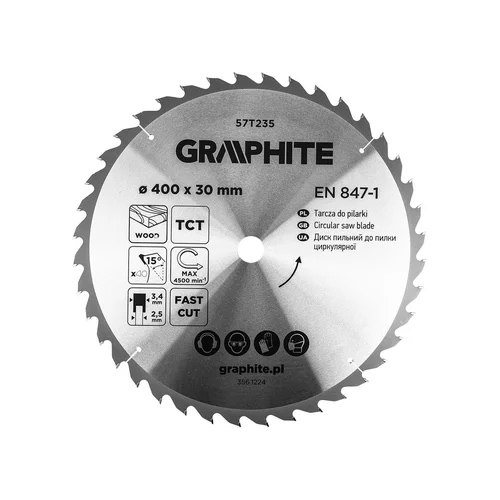 GRAPHITE Medžio pjovimo diskas, 400 x 30 mm, 40 dantų image 1