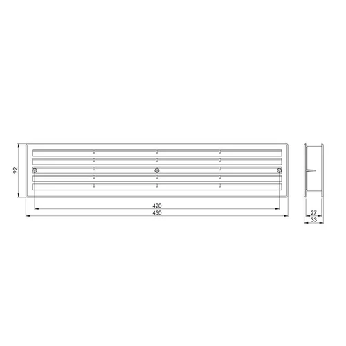 EUROPLAST VR459B durų ventiliacijos grotelės 450 x 92 mm image 2