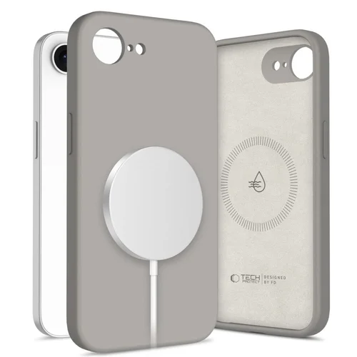 Tech-Protect skysto silikono MagSafe dėklas iPhone 16e, pilkas image 1