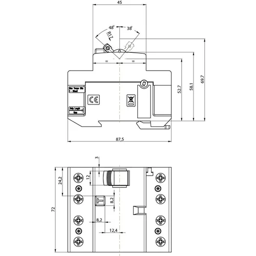 ETI EFI-P4 Nuotėkio relė 3P+N, 25A, 10kA, 30mA AC image 2