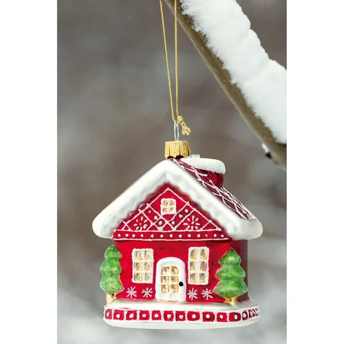 GreenGate WINTER stiklinis raudonas namelis image 2