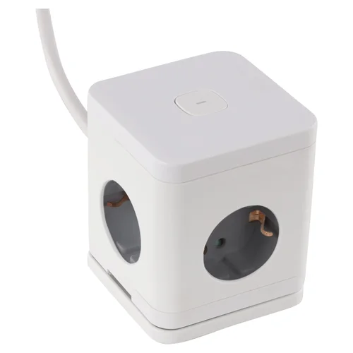 Kvadratinis buitinis ilgintuvas, 3 x 1.5 mm, 1.5 m, 4 lizdų, USB A/C, baltas/pilkas image 2