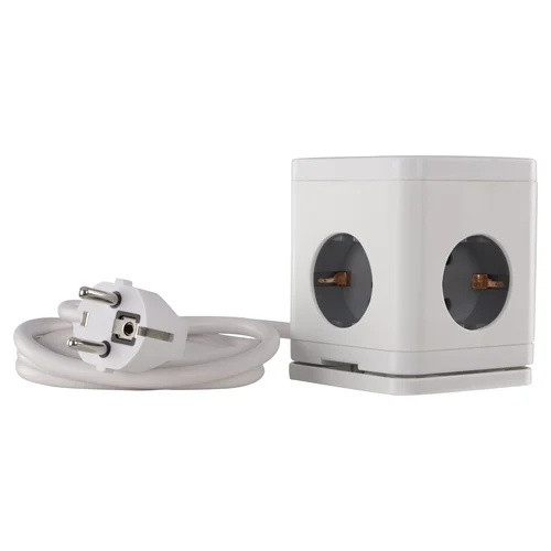 Kvadratinis buitinis ilgintuvas, 3 x 1.5 mm, 1.5 m, 4 lizdų, USB A/C, baltas/pilkas image 3