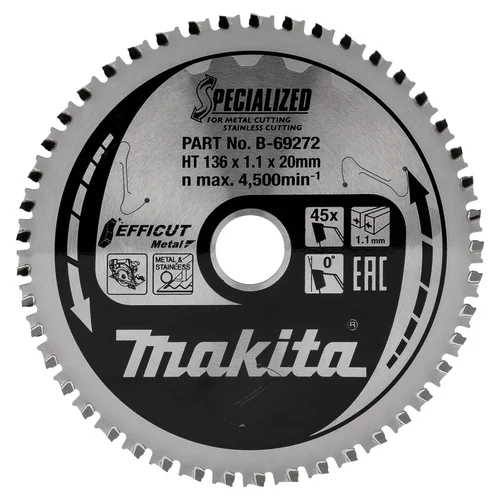 Makita B-69272 EFFICUT METAL pjovimo diskas 136x1.1x20 mm 0° T45 image 1