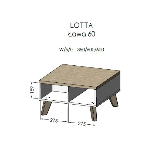 Cama LOTTA 60 kavos staliukas baltas / Sonoma ąžuolas image 2