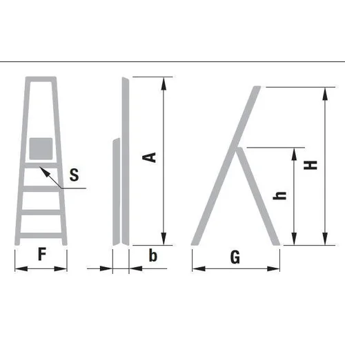 FORTE aliuminės kopėčios vienpusės, 9 pakopos, 190–279 cm, su porankiais ir ratukais image 2