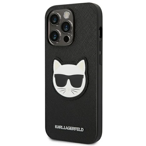 Karl Lagerfeld Saffiano Choupette Head Patch dėklas iPhone 14 Pro, juodas image 2