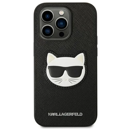 Karl Lagerfeld Saffiano Choupette Head Patch dėklas iPhone 14 Pro, juodas image 3