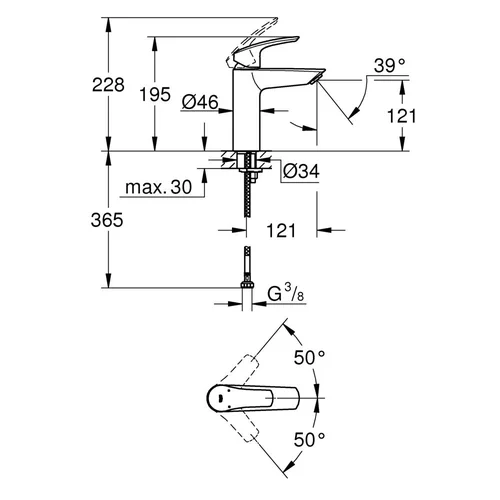 Grohe Eurosmart M praustuvo maišytuvas chromo spalvos image 2