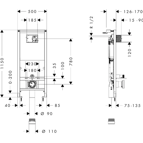 Hansgrohe iFrame universal potinkinis WC rėmas 01022180 image 2