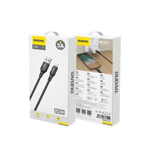 Dudao L3SL USB-A į Lightning kabelis 3A 1.2 m Juodas image 2