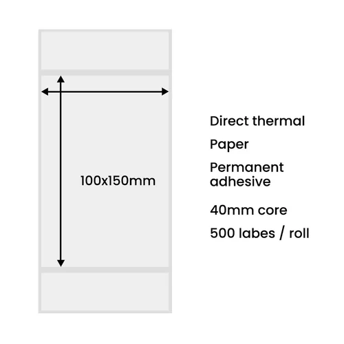 Terminės etiketės 100 × 150 mm, 500 vnt., baltos image 2
