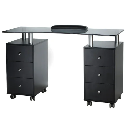 Beauty System MANICURE DESK ESTHETIC GLASS BLACK kosmetologinis stalas image 1