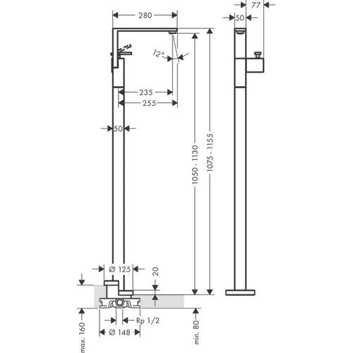 Hansgrohe AXOR Edge 46041300 Grindinis praustuvo maišytuvas, Aukso image 2